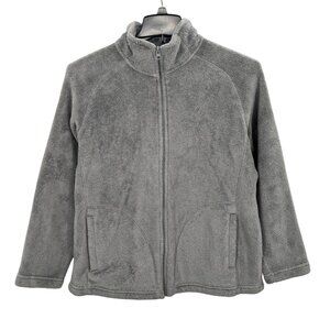 Cozy Zip Up Fleece Jacket Women Size 1X Soft Plush Warm Minimalist Neutral Comfy